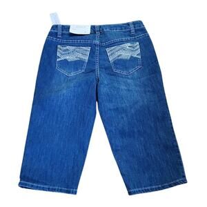 NWT CJ Banks  Modern Fit Capri wide leg  Jeans with embroidery Women's Size 4